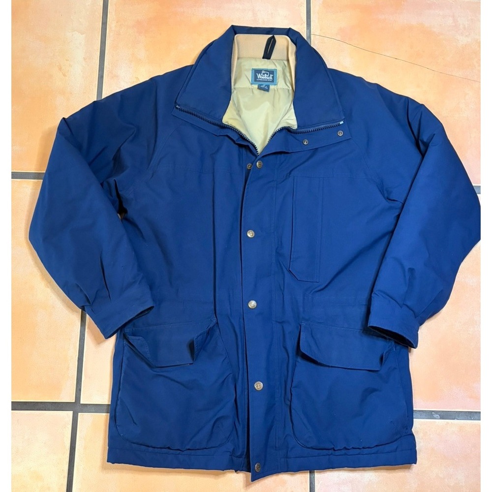Vintage Woolrich GoreTex Mountain Parka Jacket Men MEDIUM Blue Shell Intact Seam